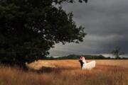 bride and groom at hanbury wedding barn burton